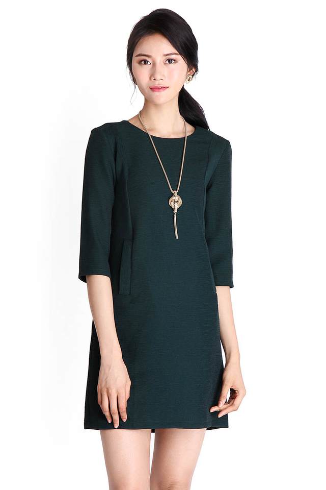 Refined Sophistication Dress In Forest Green