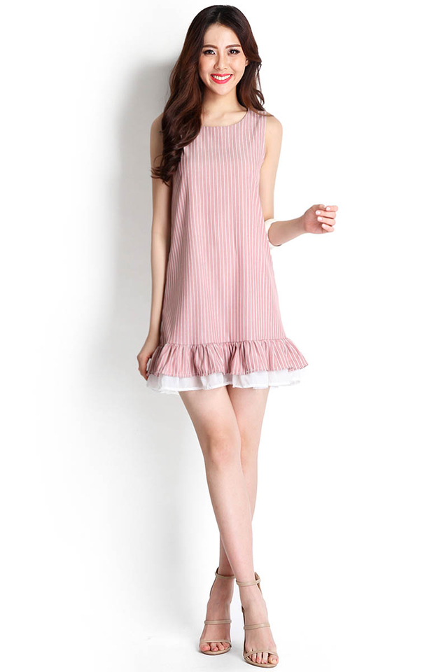 [BO] Strawberry Swing Dress In Pink Stripes