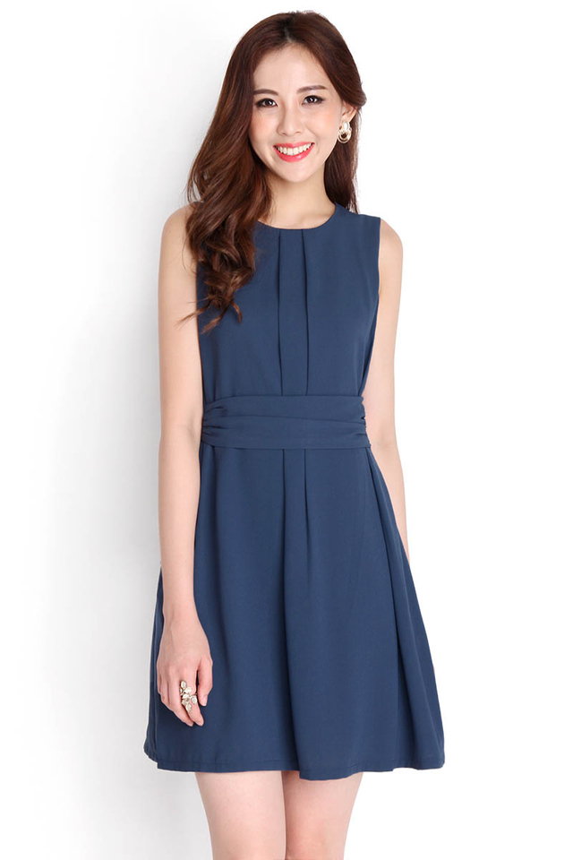Editor's Muse Dress In Muted Blue