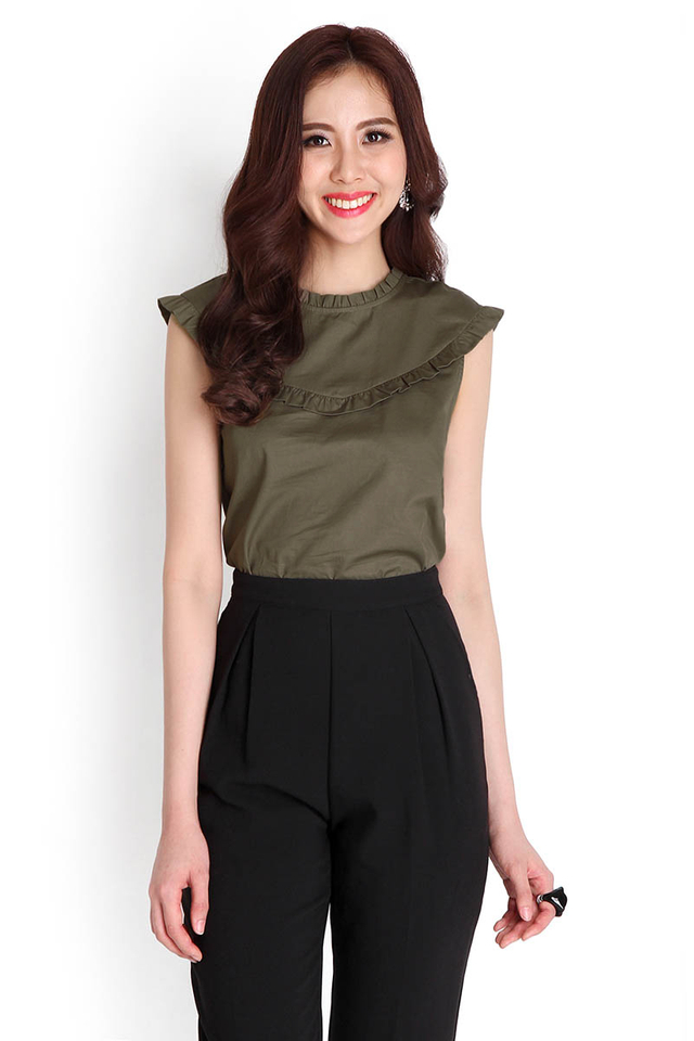 Walk The Talk Top In Olive