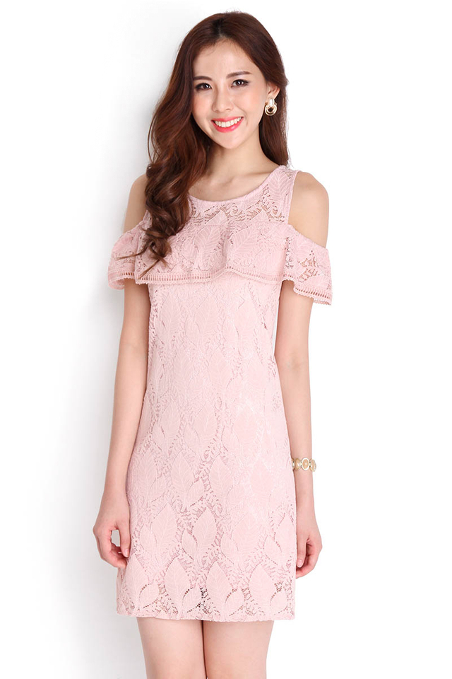 Delicate Provence Dress In Pink Lace