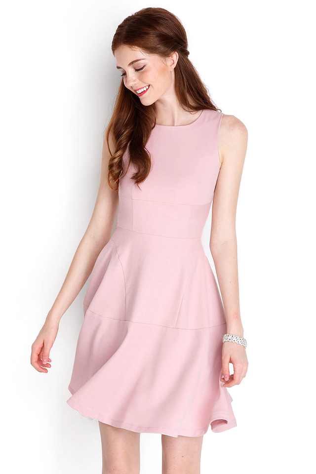 Ladylike Swirls Dress In Muted Pink