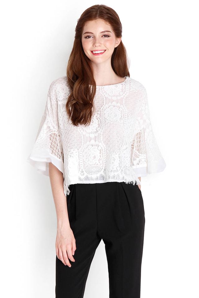 Gracious Romance Top In White Lace