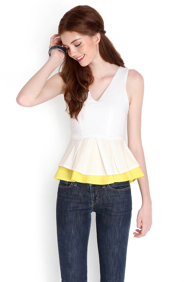 Girl About Town Top In White