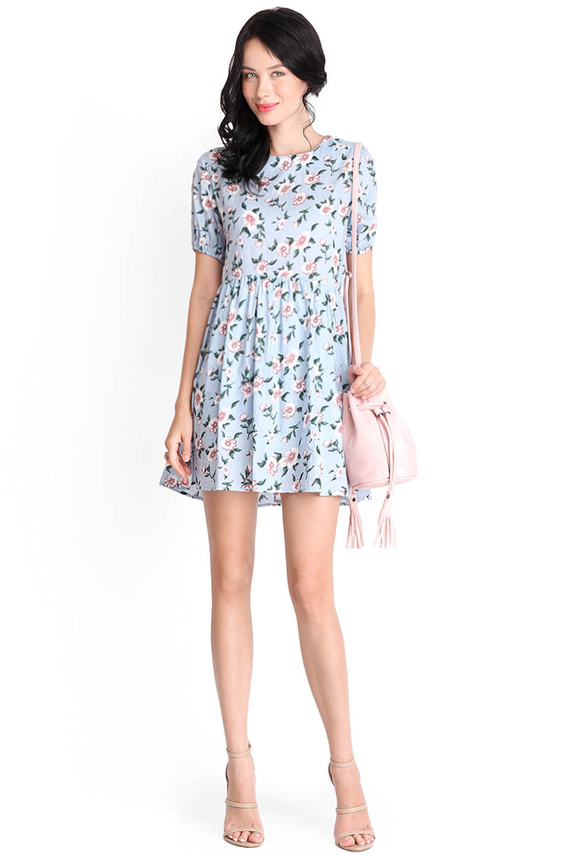 Smell The Roses Dress In Sky Florals