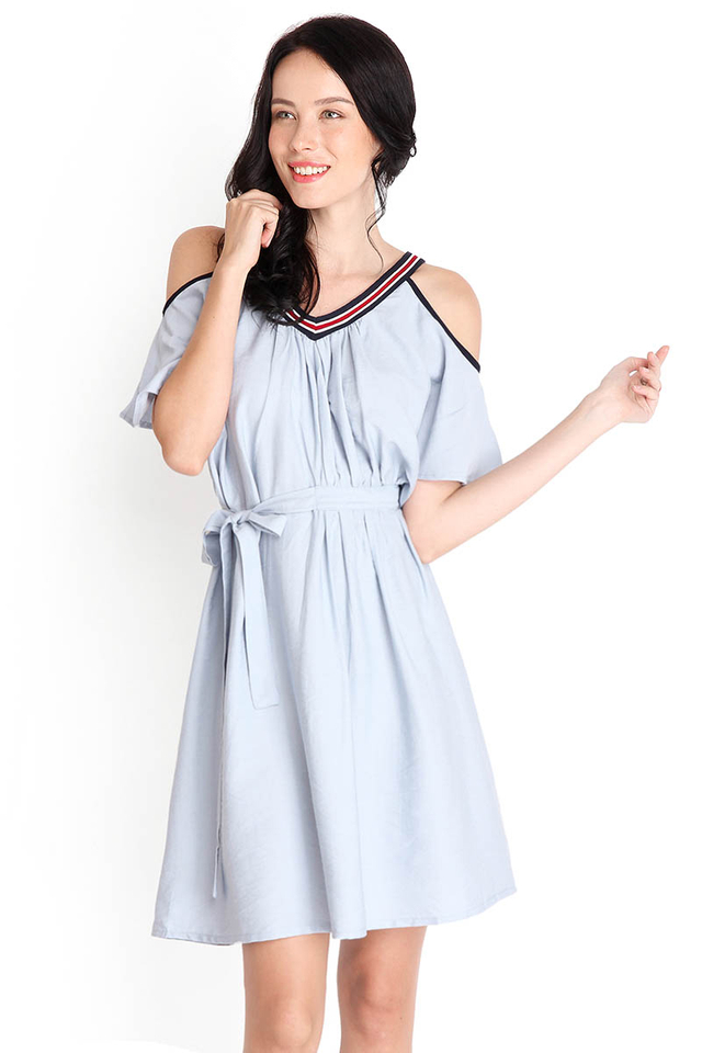 Set Your Heart Racing Dress In Powder Blue