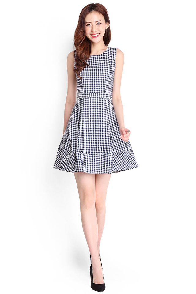 Spin Me Round Dress In Blue Checks