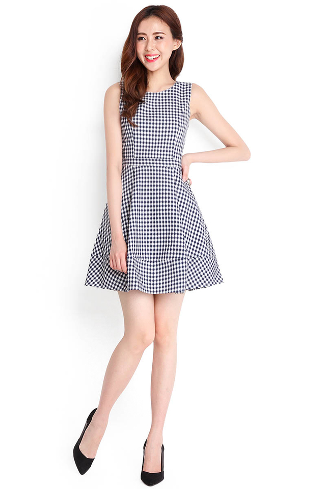 Spin Me Round Dress In Blue Checks