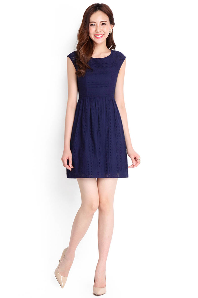 Postcard Perfect Dress In Navy Blue