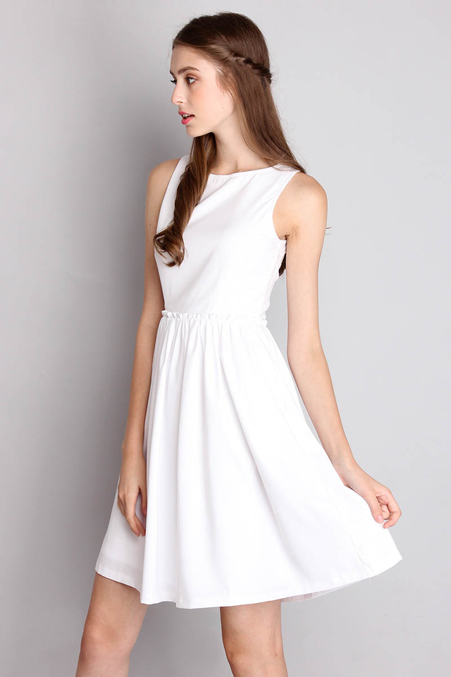 Pear Blossoms Dress In Clean White