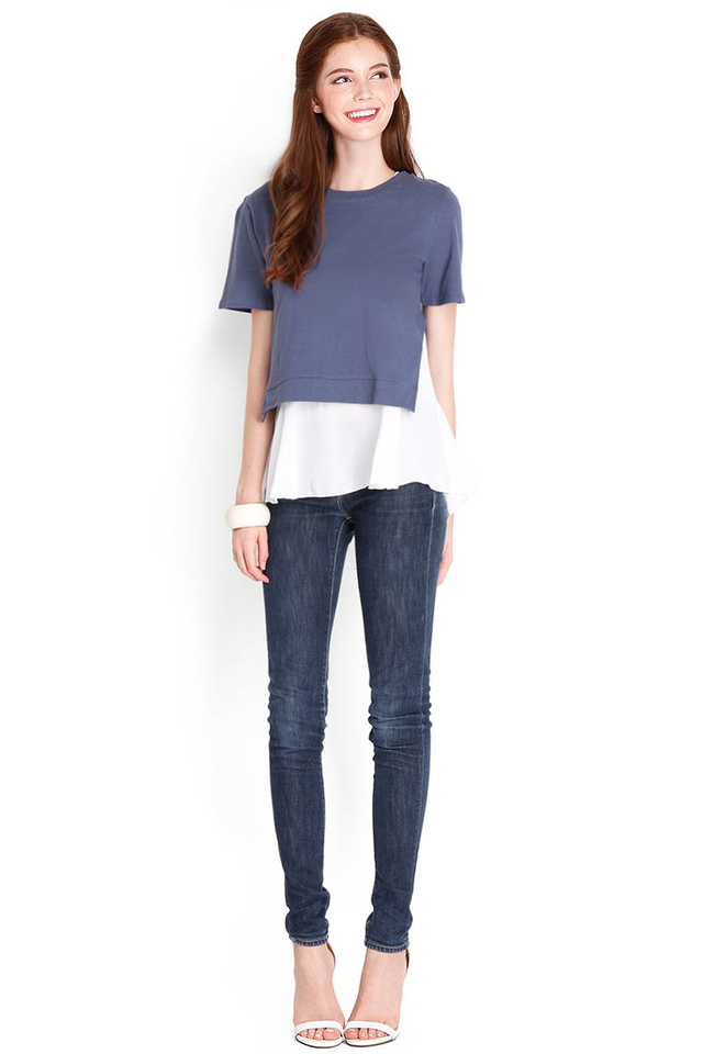 Quiet Whims Top In Muted Blue