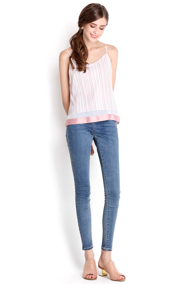 Between Here And Forever Top In Pink Stripes