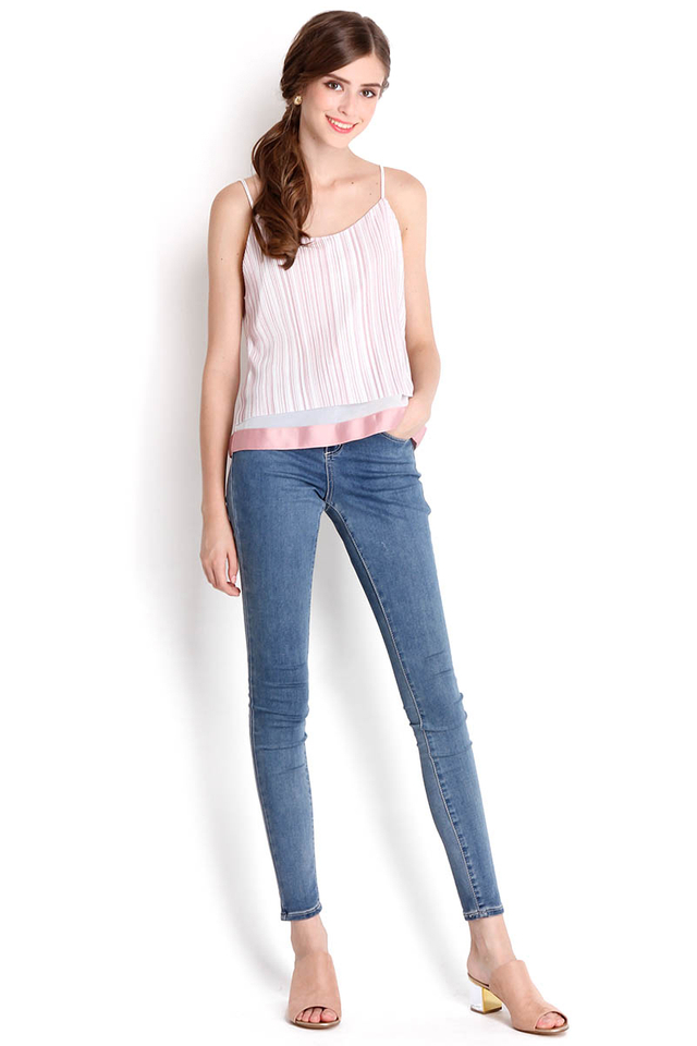 Between Here And Forever Top In Pink Stripes