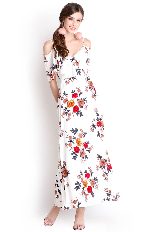 Rose Riviera Dress In Red Florals