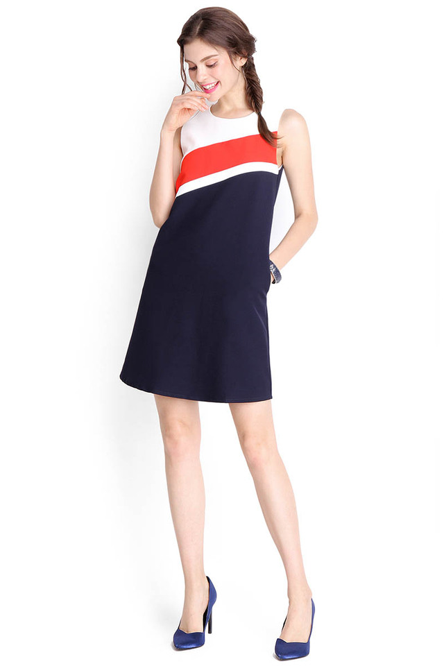 Confidence Boost Dress In Navy Blue