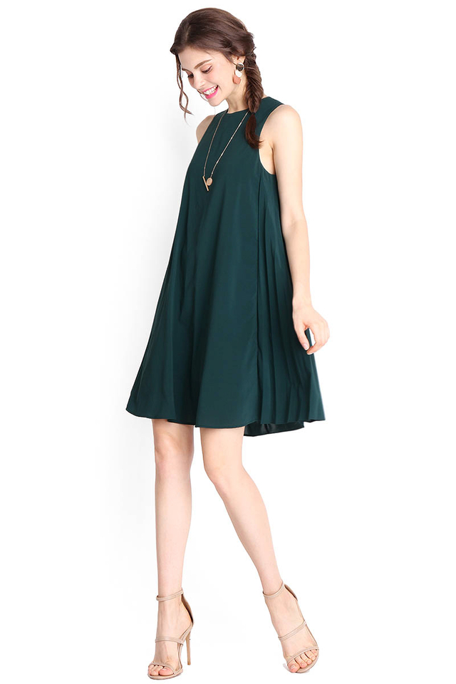 There She Goes Dress In Forest Green