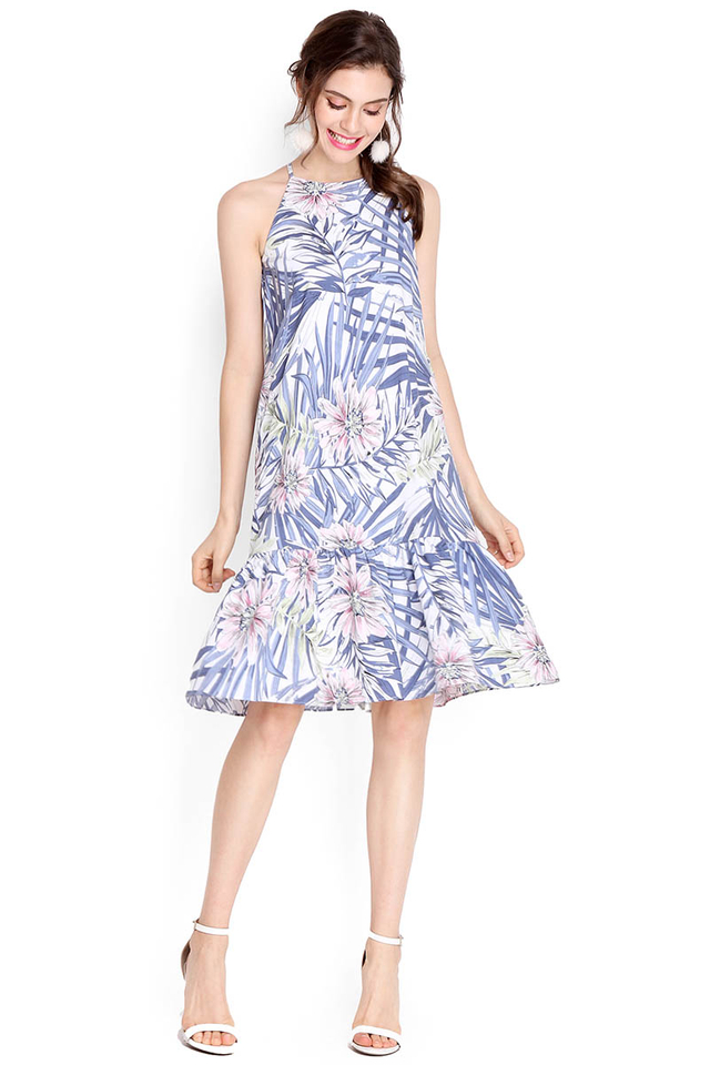 Another Day In Paradise Dress In Blue Florals
