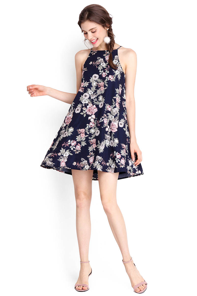 Ode To Spring Dress In Blue Florals