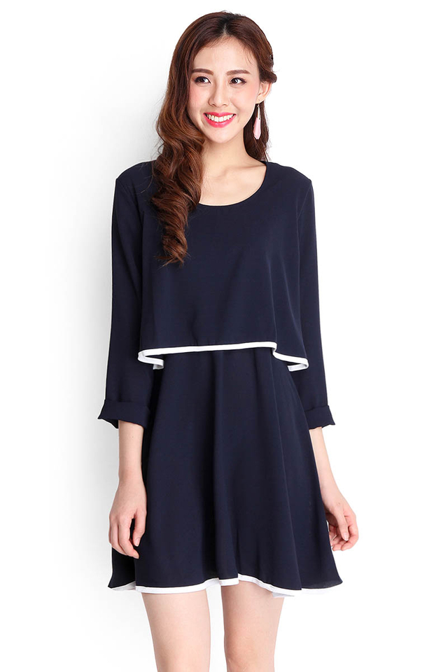Of Love And Romance Dress In Midnight Blue
