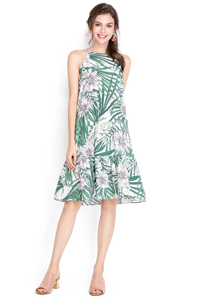 Another Day In Paradise Dress In Green Florals