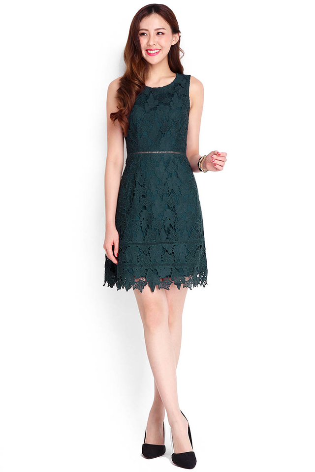 Class Of Her Own Dress In Forest Green