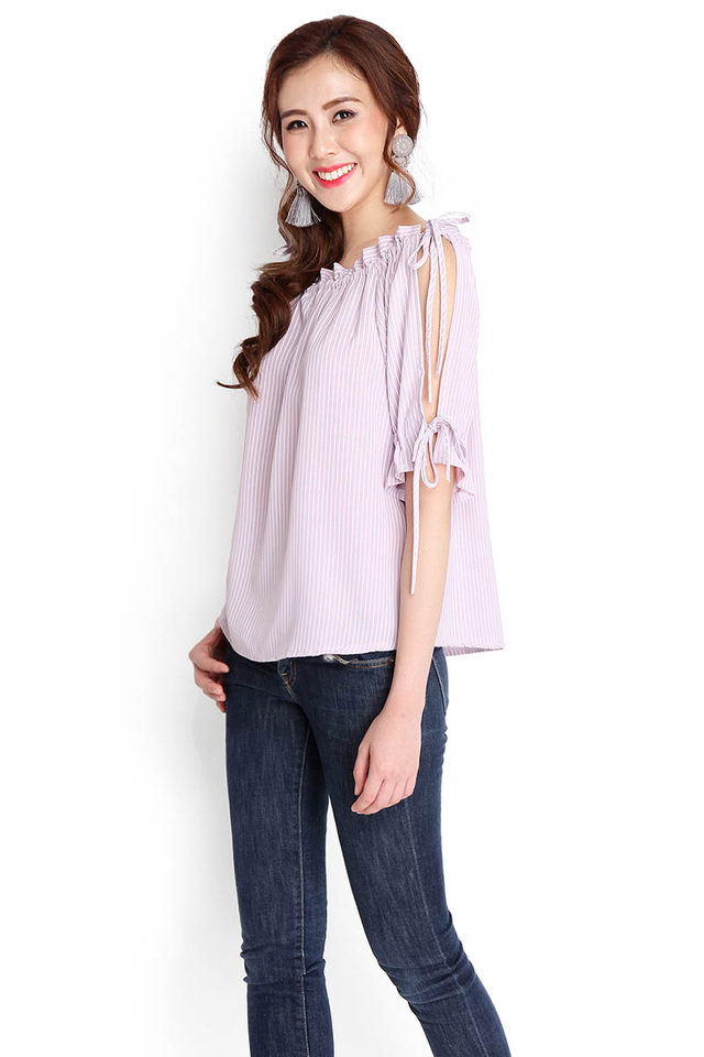 This Side Of Paradise Top In Pink Stripes