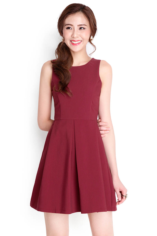 Cast A Spell Dress In Wine Red
