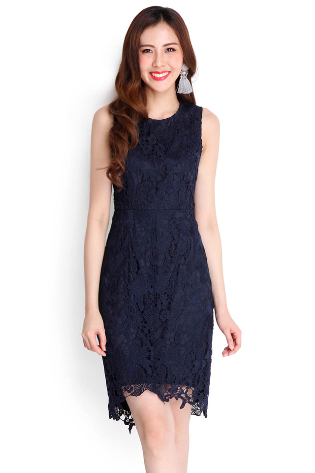 Shimmer And Shine Dress In Midnight Blue