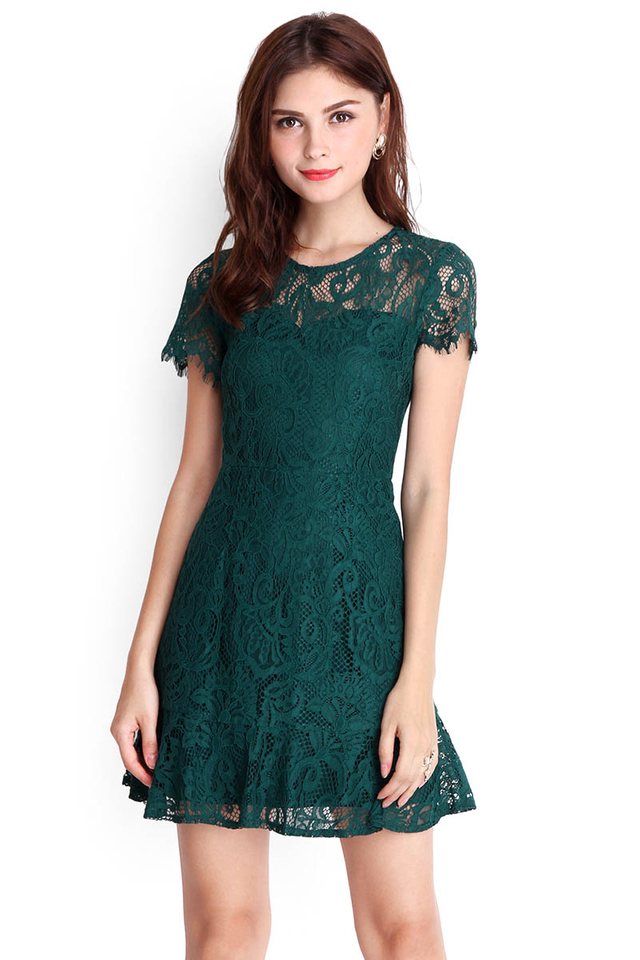 Love Harbour Dress In Forest Green
