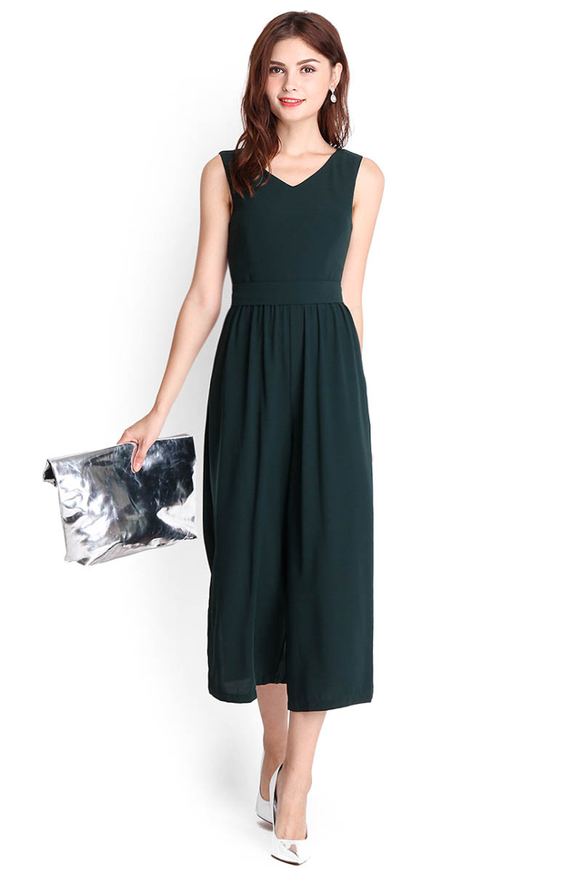 Barcelona Jumpsuit In Forest Green