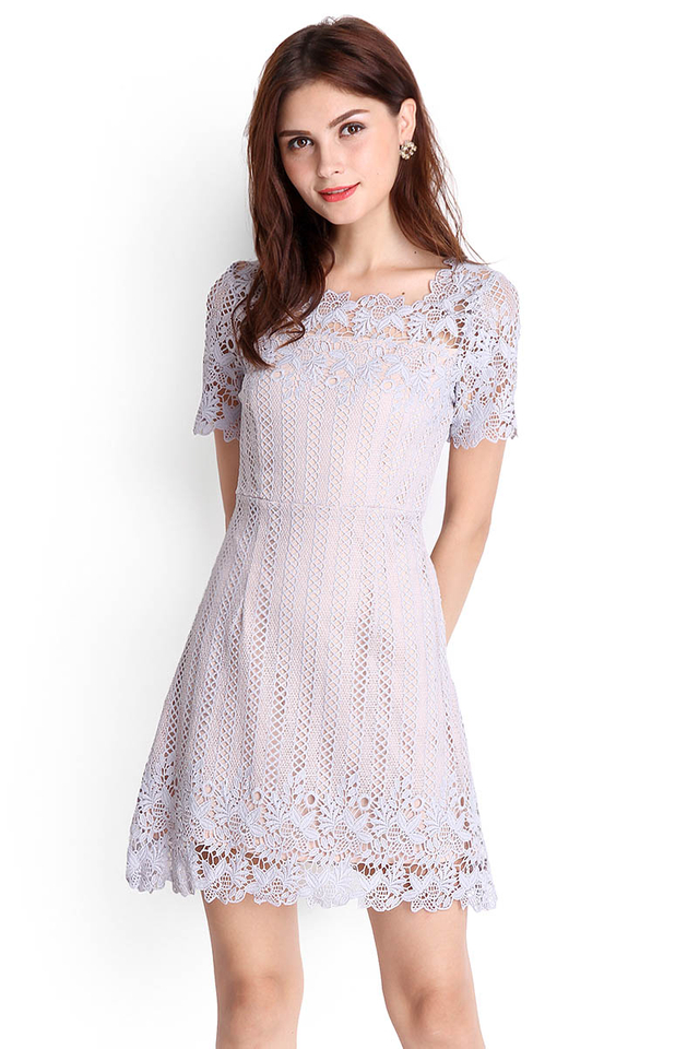 Chimes Of Happiness Dress In Lilac Grey