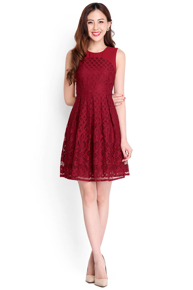 Florence Serenade Dress In Wine Red