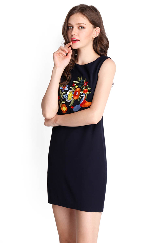 Touch Of Cheer Dress In Navy Blue