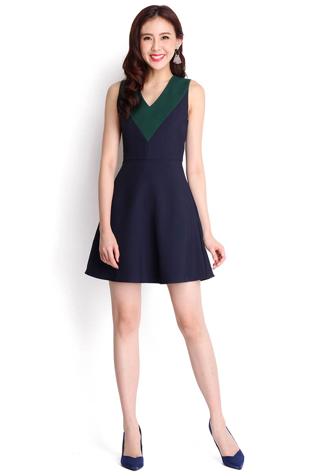 Bold And Bright Dress In Navy Blue