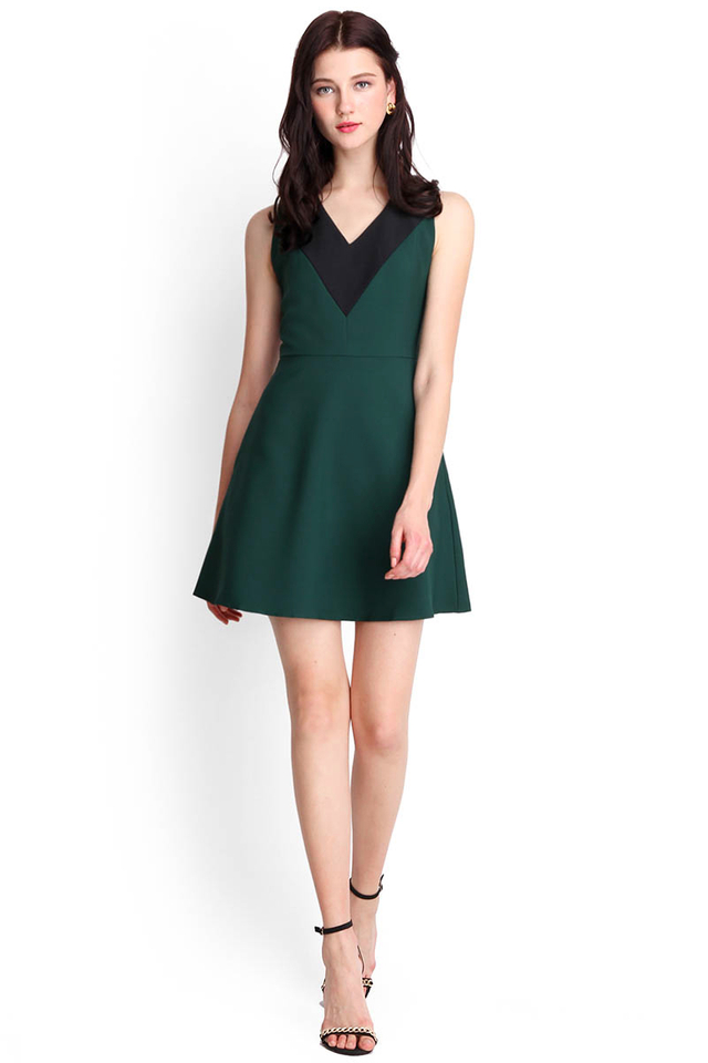 Bold And Bright Dress In Forest Green