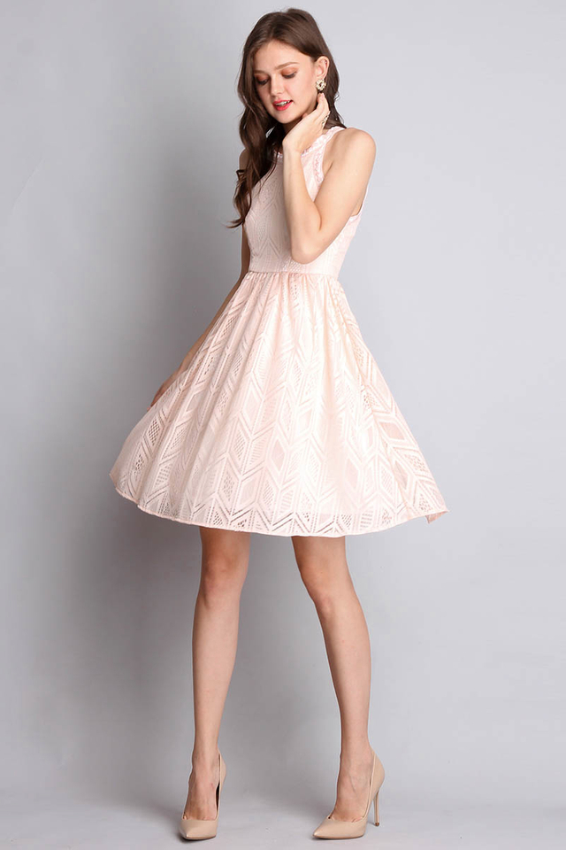 Charmingly Romantic Dress In Peach Pink