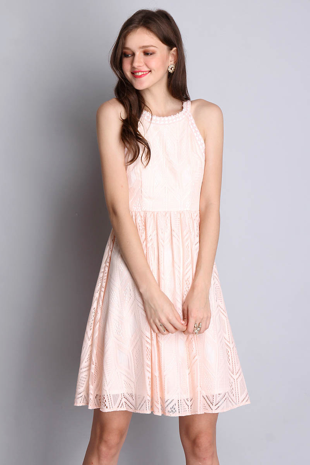 Charmingly Romantic Dress In Peach Pink