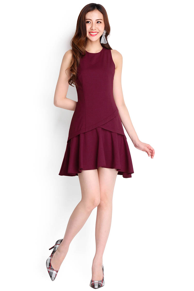For The Frill Of It Dress In Wine Red