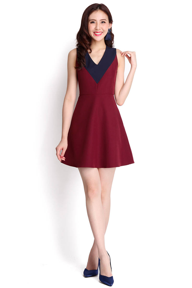 Bold And Bright Dress In Wine Red