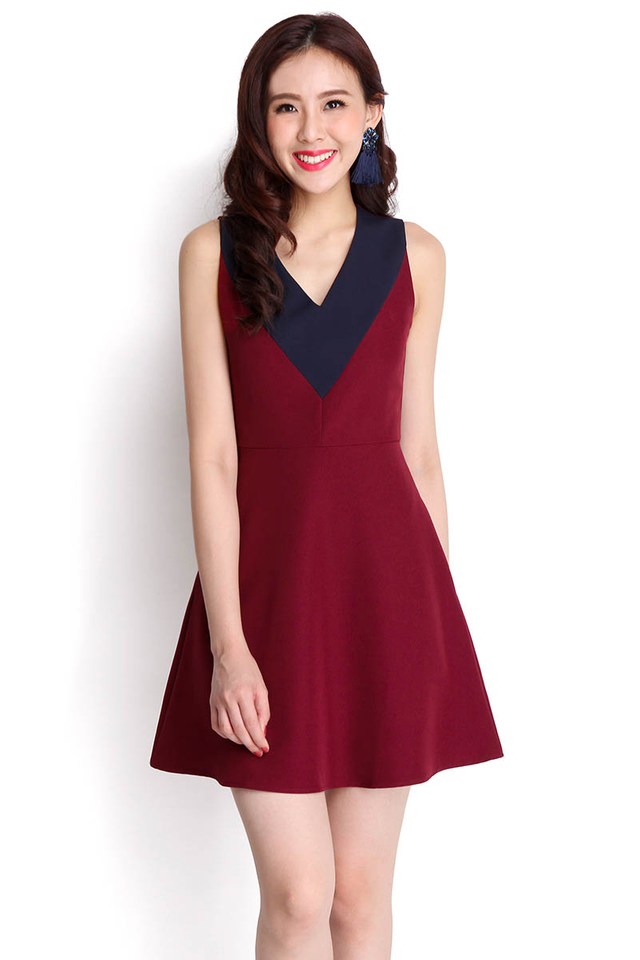 Bold And Bright Dress In Wine Red