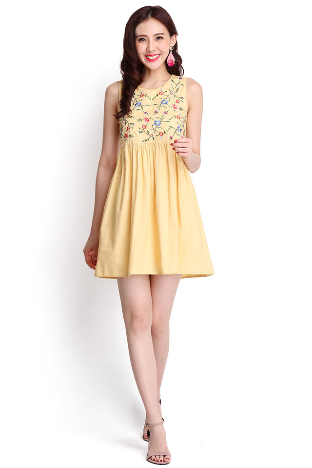 Tender Handicraft Dress In Sunshine Yellow
