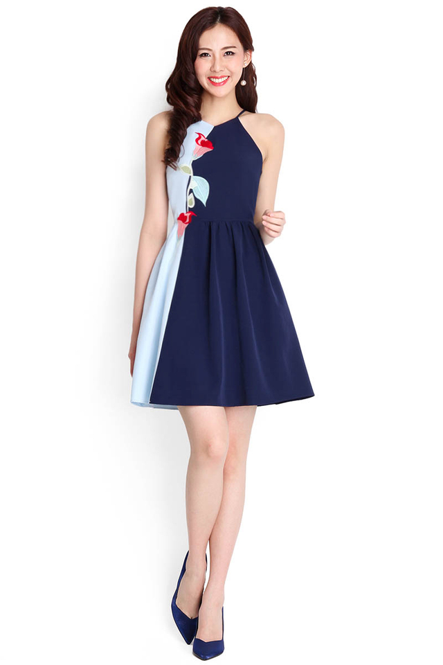 Portrait Of Spring Dress In Navy Blue