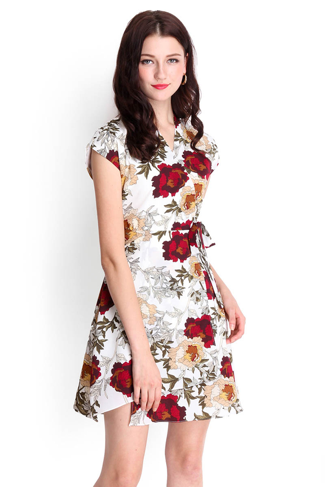 Positive Vibes Dress In Red Florals