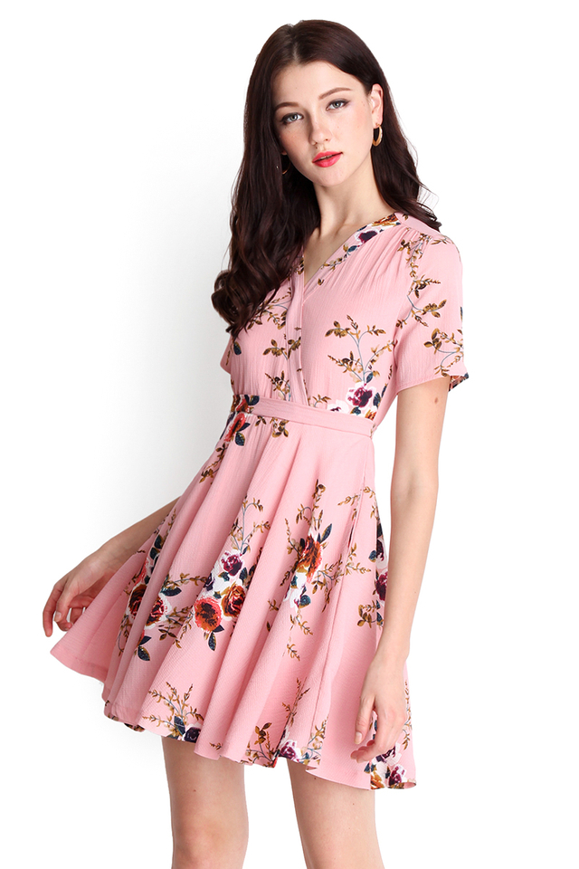 Strawberry Sherbet Dress In Pink Florals