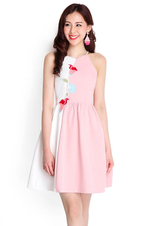 Portrait Of Spring Dress In Rose Pink