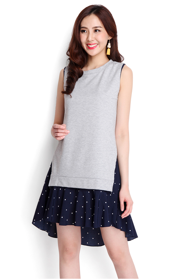 Bright Disposition Dress In Blue Dots