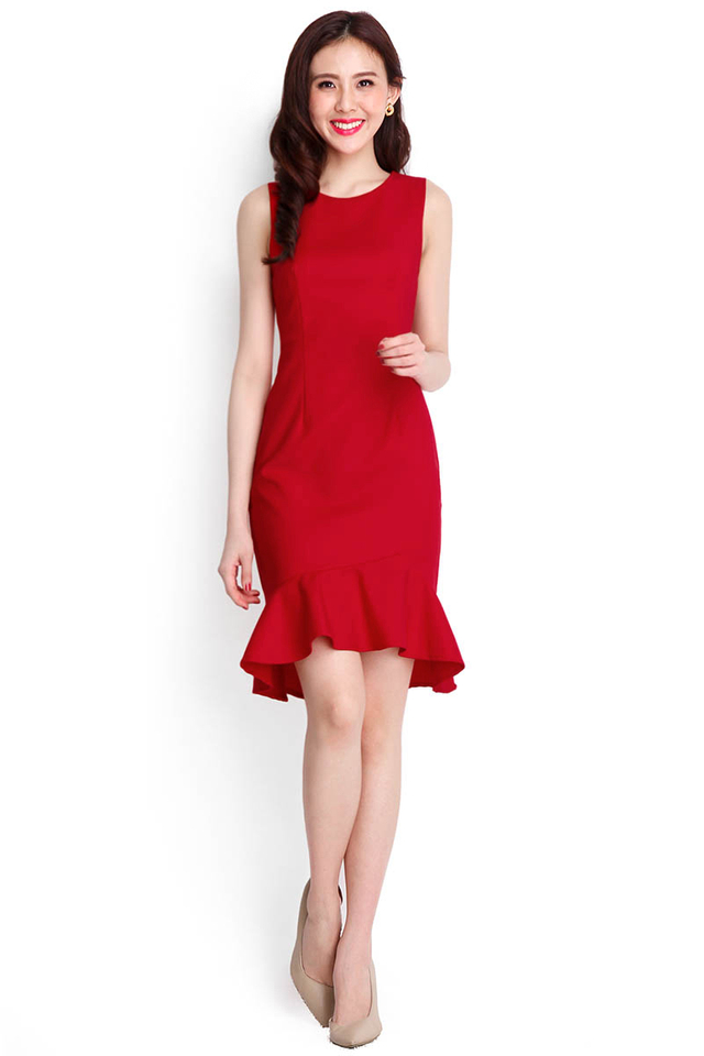 After Midnight Dress In Deep Red