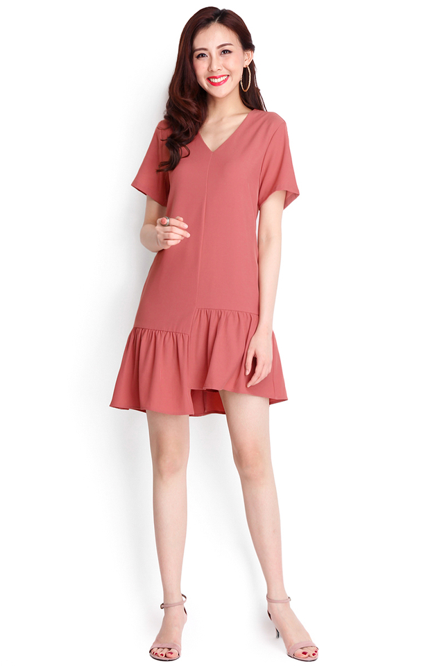 Balancing Act Dress In Muted Rose