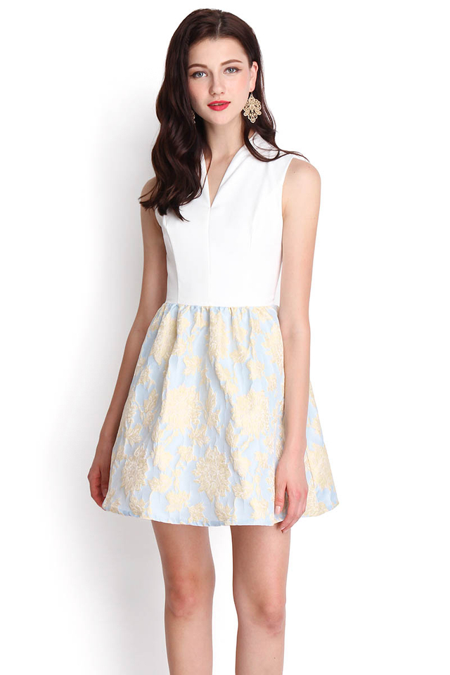Boulevard Of Blossoms Dress In Sky Blue