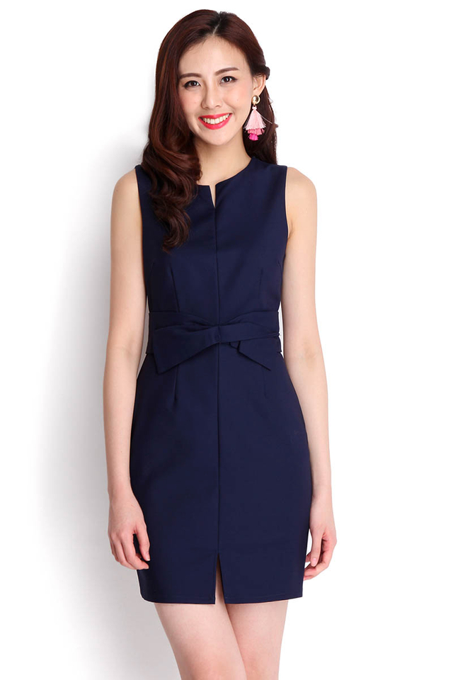 Up In Knots Dress In Midnight Blue